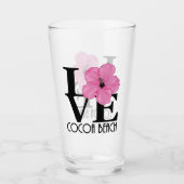 LIEBE Cocoa Beach Rosa Hibiskus Glas (Vorderseite)