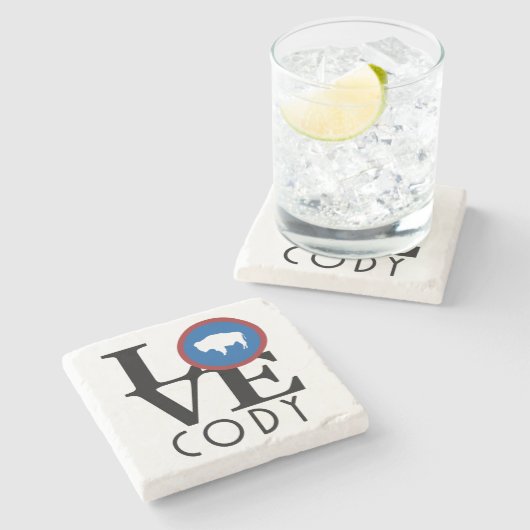 LIEBE Cody Wyoming Steinuntersetzer (Seitenansicht)