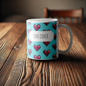 Liebe Coffee Fun Red Pixel Art Herz Muster Kaffeetasse