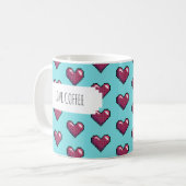 Liebe Coffee Fun Red Pixel Art Herz Muster Kaffeetasse (Vorderseite Links)
