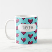 Liebe Coffee Fun Red Pixel Art Herz Muster Kaffeetasse (Links)