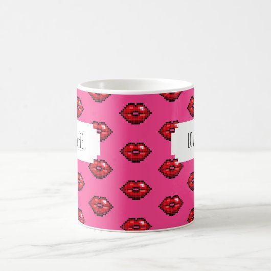 Liebe Coffee Red Lips Valentines Kisses Pattern Kaffeetasse (Mittel)