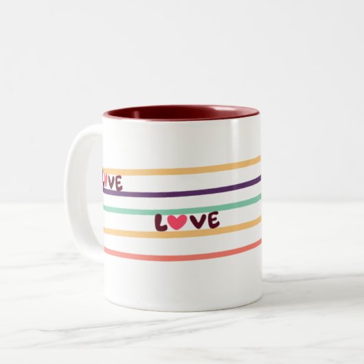 "Liebe Coffee Tasse - Vibranful Colorful Lines Des (Vorderseite Links)
