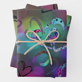 LIEBE Collage in Fettfarben Geschenkpapier Set