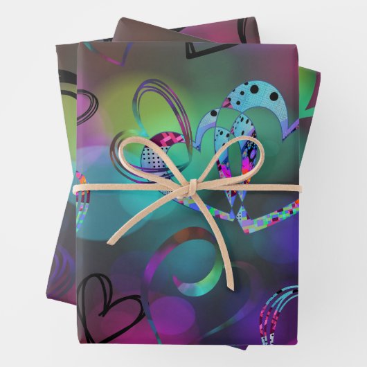 LIEBE Collage in Fettfarben Geschenkpapier Set (Beispiel)