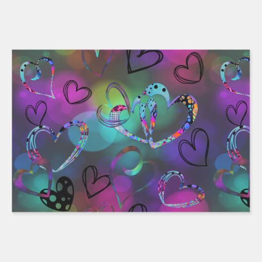 LIEBE Collage in Fettfarben Geschenkpapier Set (Vorderseite)