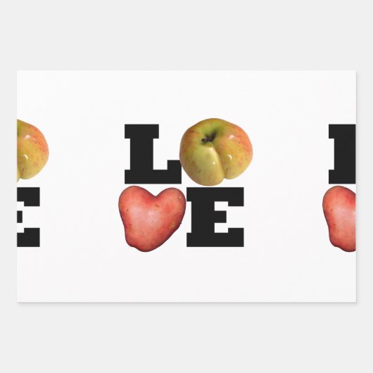 LIEBE Collection Apple Potato Herz WPS3 Geschenkpapier Set (Vorderseite)