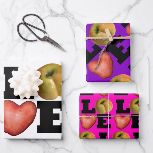 LIEBE Collection Apple Potato Herz WPS3 Geschenkpapier Set (Vorderseite)