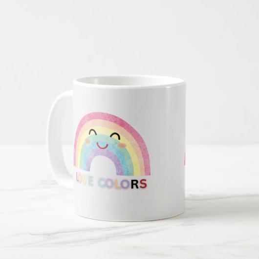 Liebe Colors Regenbogenkunst valentinische Designs Kaffeetasse (Vorderseite Links)