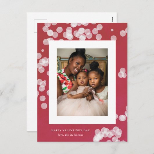 Liebe Confetti Rotes Valentinstag Foto Postkarte (Vorne/Hinten)