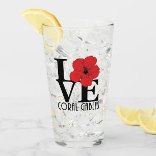 LIEBE Coral Gables Roter Hibiskus 11oz Glas