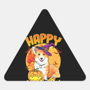 Liebe Corgi Dog Halloween Candy Pumpkin Niedlich F Dreieckiger Aufkleber