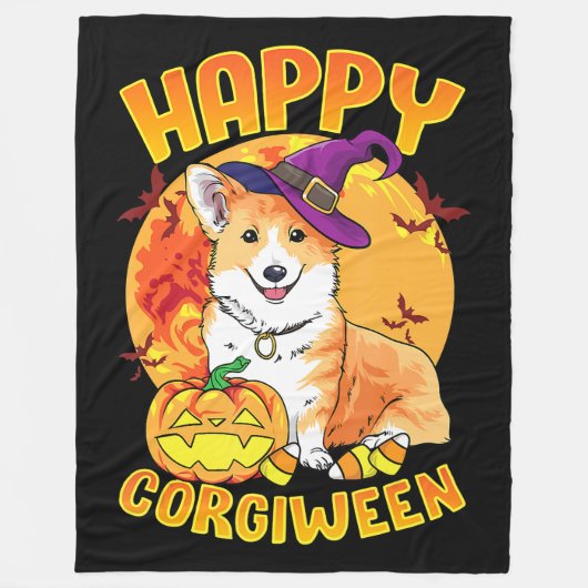Liebe Corgi Dog Halloween Candy Pumpkin Niedlich F Fleecedecke (Vorderseite)