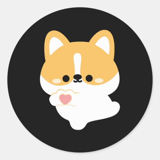 Liebe Corgi Runder Aufkleber (Vorderseite)