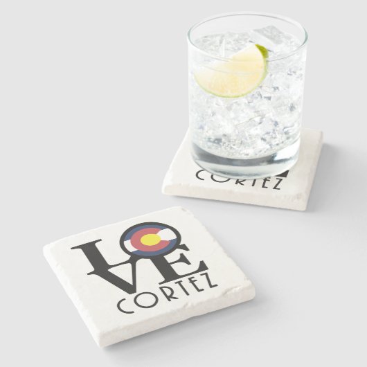 LIEBE Cortez Colorado Steinuntersetzer (Seitenansicht)