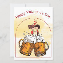 Liebe Couple Beer Drink Happy Valentinstag