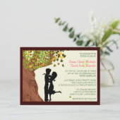 Liebe Couple Falling Hearts Eichenbaum Hochzeit Ei Einladung (Stehend Vorderseite)