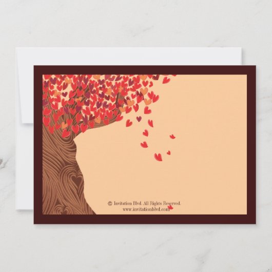Liebe Couple Falling Hearts Oak Tree Empfang Card Einladung (Rückseite)
