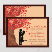 Liebe Couple Falling Hearts Oak Tree Save the Date (Vorne/Hinten)