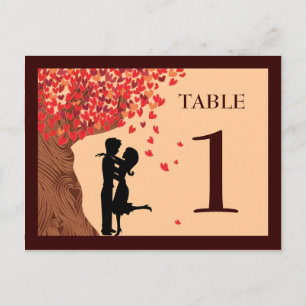 Liebe Couple Falling Hearts Oak Tree Tischnummer