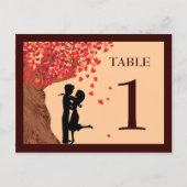 Liebe Couple Falling Hearts Oak Tree Tischnummer (Vorderseite)