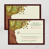 Liebe Couple Falling Hearts Oak Tree UAWG RSVP Karte (Vorne/Hinten)