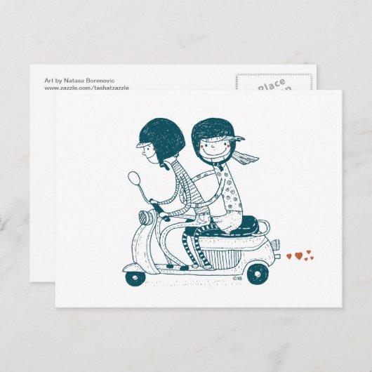 Liebe Couple on Zeichnend Postkarte (Vorne/Hinten)