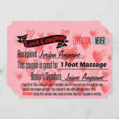 Liebe Coupon für Fußmassage Einladung (Vorne/Hinten)