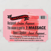Liebe Coupon für MASSAGE Einladung (Vorne/Hinten)