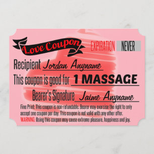 Liebe Coupon für MASSAGE Einladung
