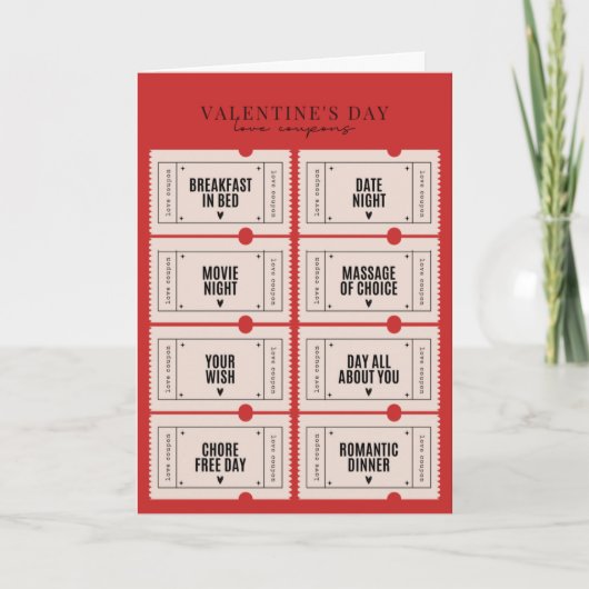 Liebe Coupon Valentine Dankeskarte (Vorderseite)