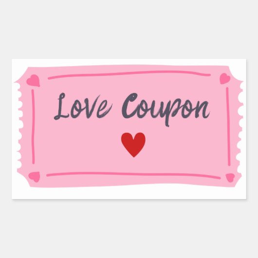 Liebe Coupon Valentinstag Rechteckiger Aufkleber (Vorderseite)