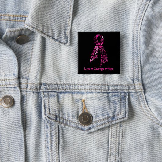 Liebe Courage Hope Butterfly - Brustkrebs Button (Beispiel)