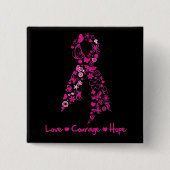 Liebe Courage Hope Butterfly - Brustkrebs Button (Vorderseite)