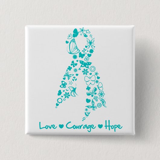 Liebe Courage Hope Butterfly - Eierstockkrebs Button (Vorderseite)