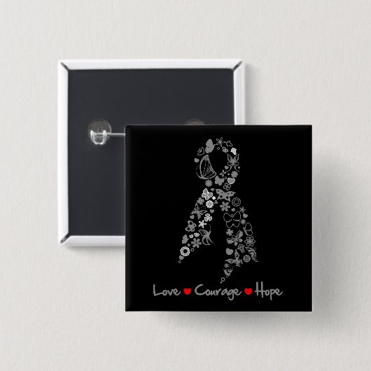 Liebe Courage Hope Butterfly - Hirnkrebs Button (Vorne & Hinten)