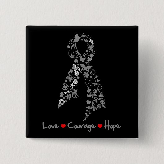 Liebe Courage Hope Butterfly - Hirnkrebs Button (Vorderseite)