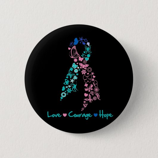Liebe Courage Hope Butterfly - Schilddrüsenkrebs Button (Vorderseite)