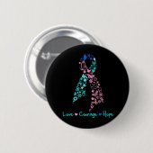 Liebe Courage Hope Butterfly - Schilddrüsenkrebs Button (Vorne & Hinten)