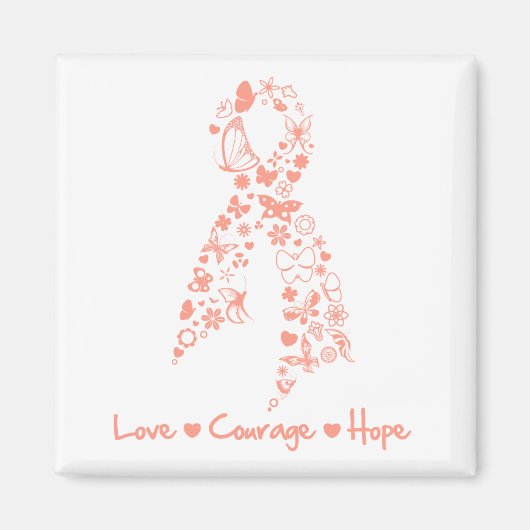 Liebe Courage Hope Butterfly - Uteruskrebs Magnet (Vorne)