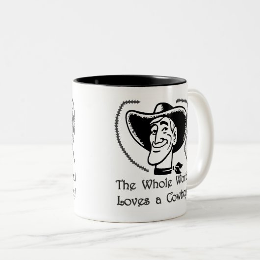 Liebe Cowboy Zweifarbige Tasse (VorderseiteRechts)