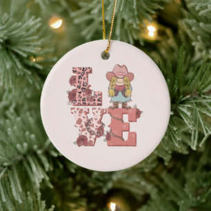 Liebe & Cowgirl Spirit - Vintager Country Style Keramik Ornament