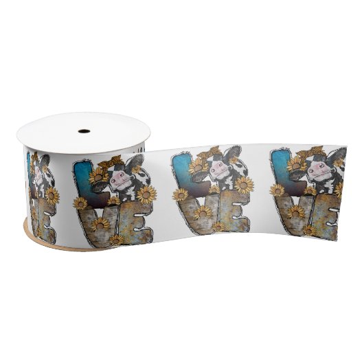 Liebe Cows Satin Ribbon Satinband (Spule)