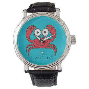 Liebe Crab Vintag Lederband schwarz sehen Armbanduhr