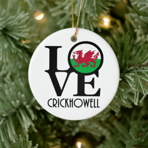 LIEBE Crickhowell Wales Keramik Ornament