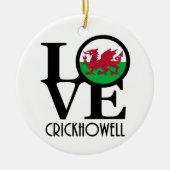 LIEBE Crickhowell Wales Keramik Ornament (Vorne)