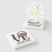 LIEBE Crickhowell Wales Steinuntersetzer (Seitenansicht)
