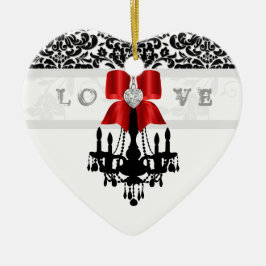 LIEBE Cristmas Kronleuchter Herz Bow Ornament rot