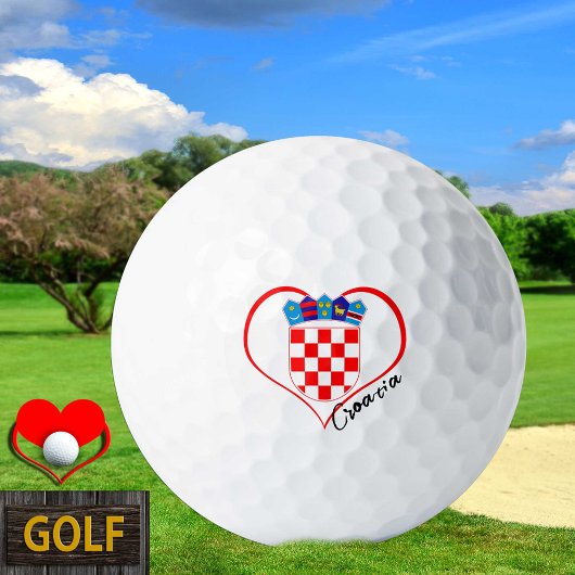 Liebe Croatia Golfbälle, kroatische Flagge, Herz Golfball