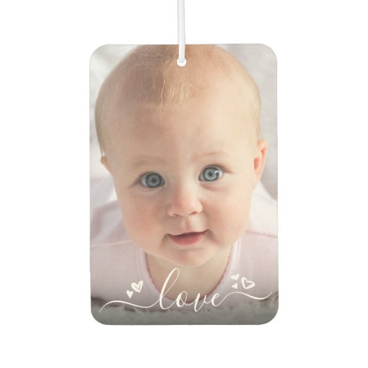 Liebe Custom 2 Foto Script Hearts Personalisiert Autolufterfrischer (Vorderseite)